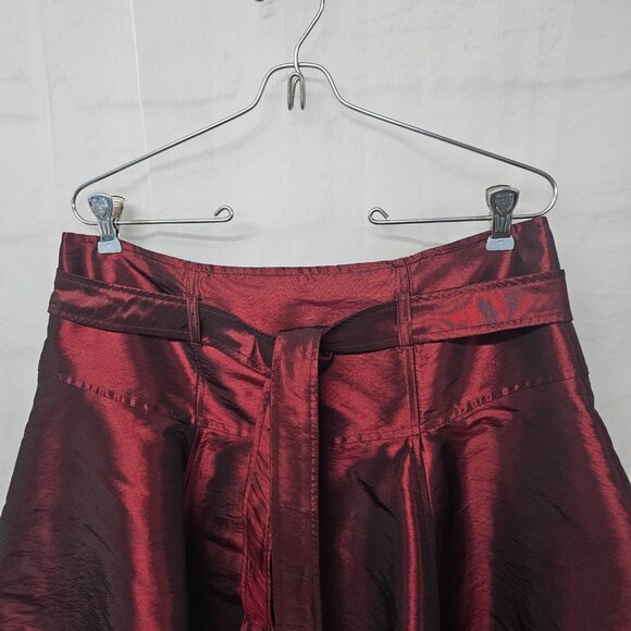Bisou Bisou Skirt Burgundy Satin Goth Grunge Punk A-line Mesh Belted 10 - Picture 3 of 10